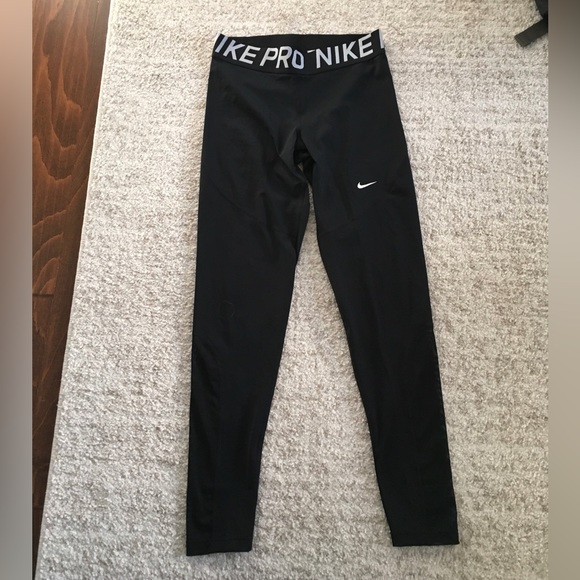 Nike Pro Women's Mesh-Paneled Leggings Size L Black - Picture 4 of 10